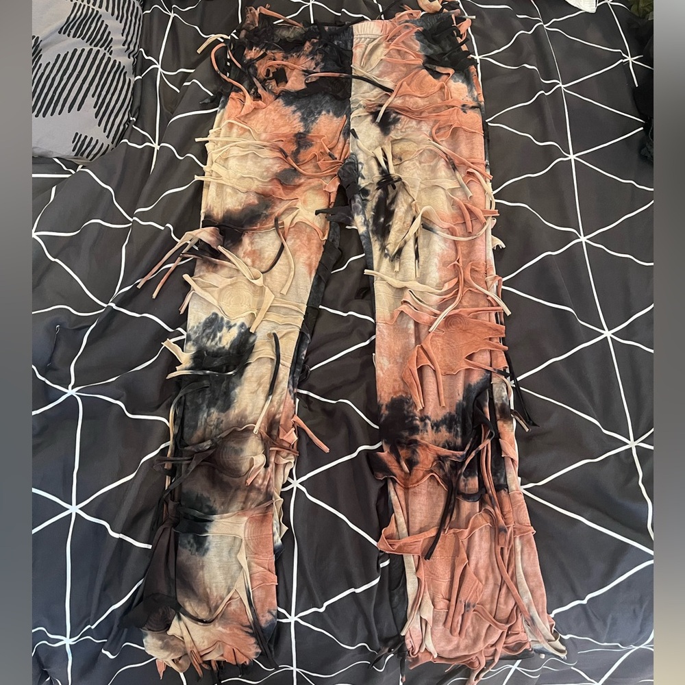 SHEIN Artistic Flare Pants with Fringe